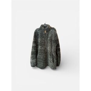Simply Southern Size Large Grayish Black Quarter Zip Pullover Sherpa Jacket